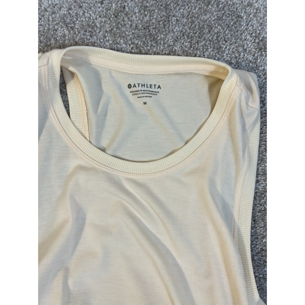ATHLETA Breezy Ruched Tank Top Shirt Coral Peach Size Medium Women's Sleeveless - Picture 2 of 3
